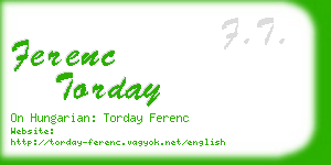 ferenc torday business card